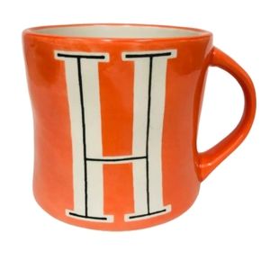 Anthropologie Monogram Letter H Orange Mug Cup